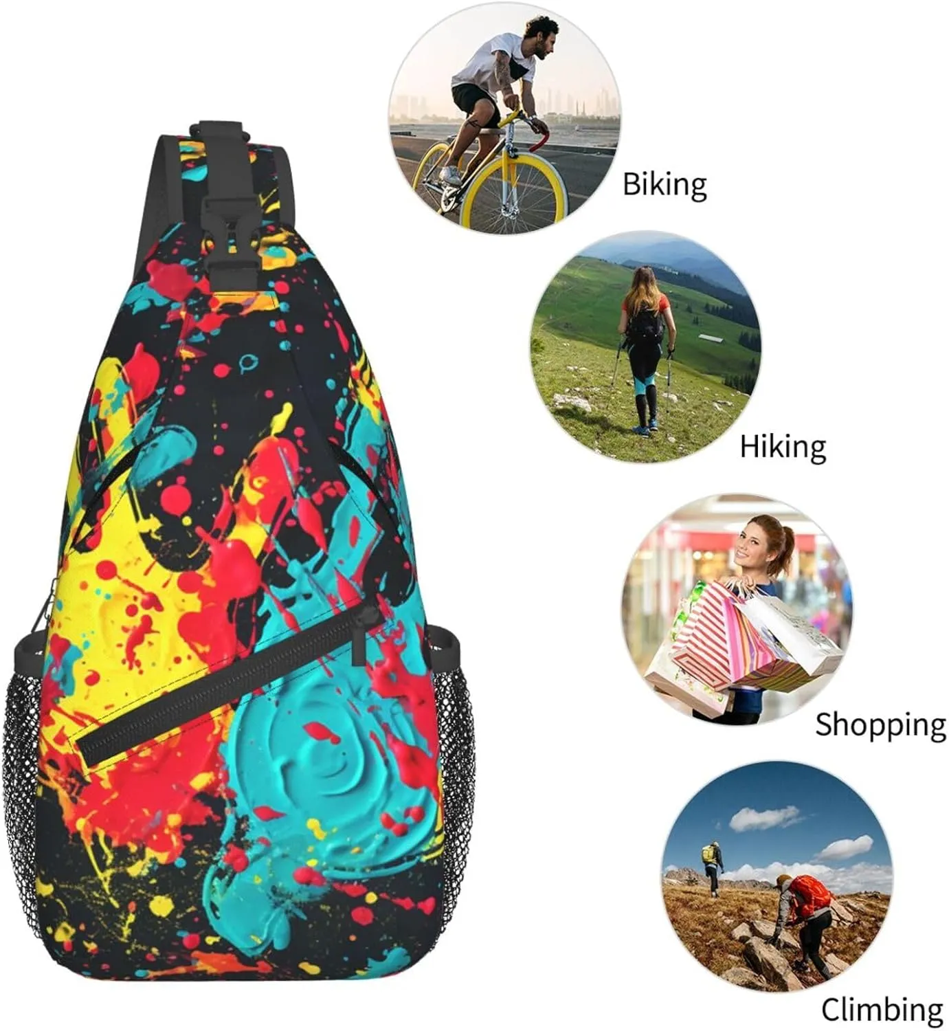 Crossbody Bags for Women Men Trendy Sling Bag Casual Chest Bag Mosaic Collage Shoulder Bag for Travel Sport