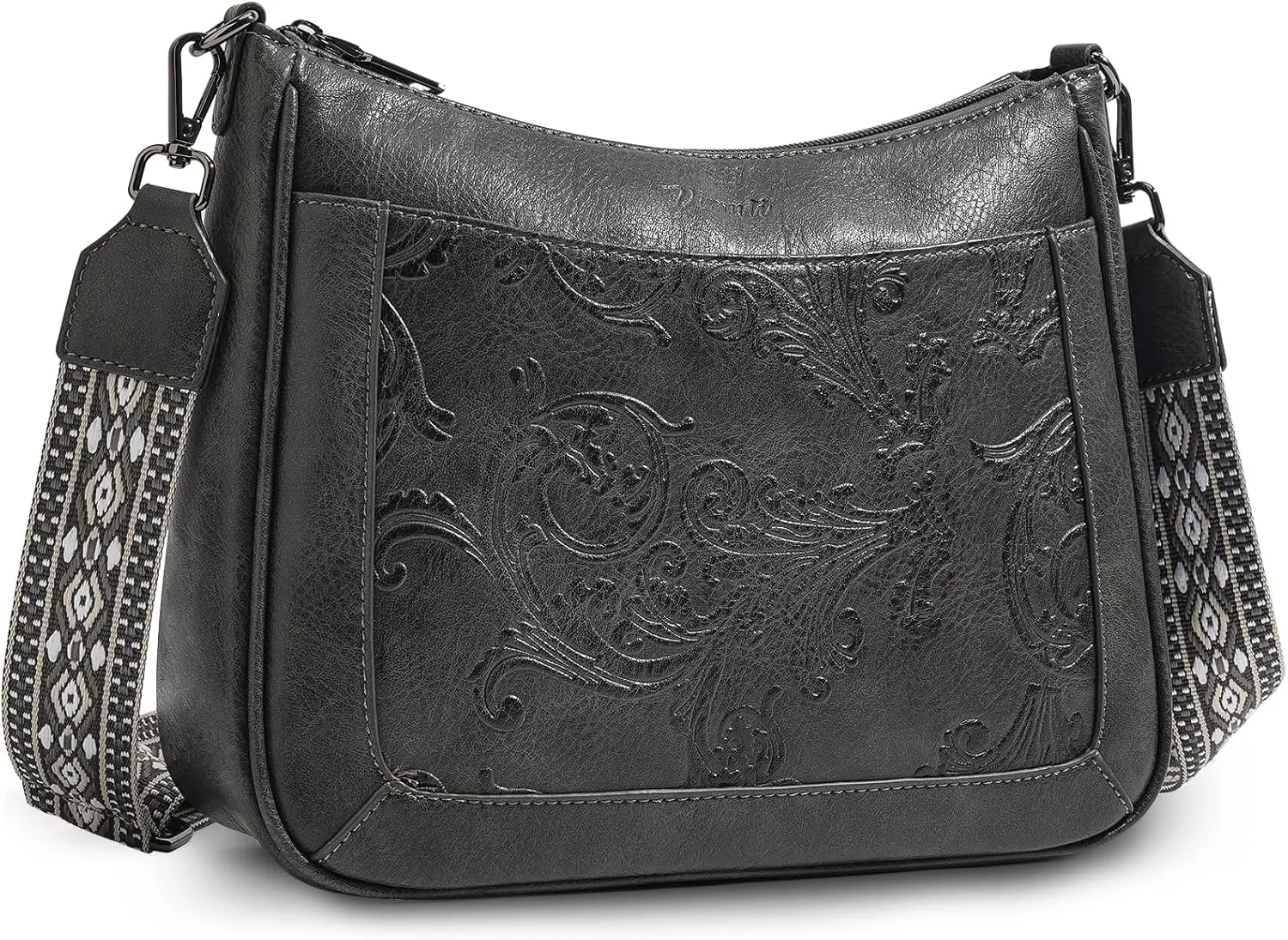 Crossbody Bags for Women,Vegan Leather Crossbody Purse with Adjustable Strap Embossed Flower Women's Shoulder Handbags