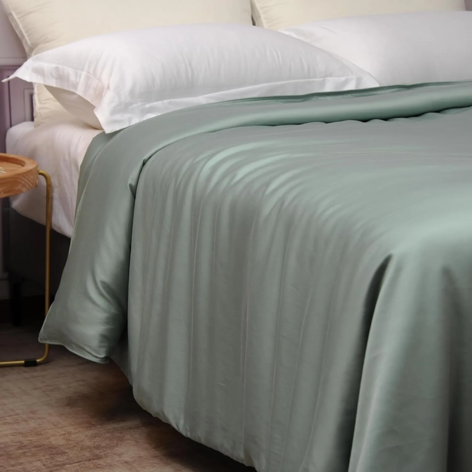 CUDDLE DREAMS Silk Filled Comforter for All Season, Detachable Tencel Duvet Cover for Easy Care, Naturally Breathable (Celadon, Twin)