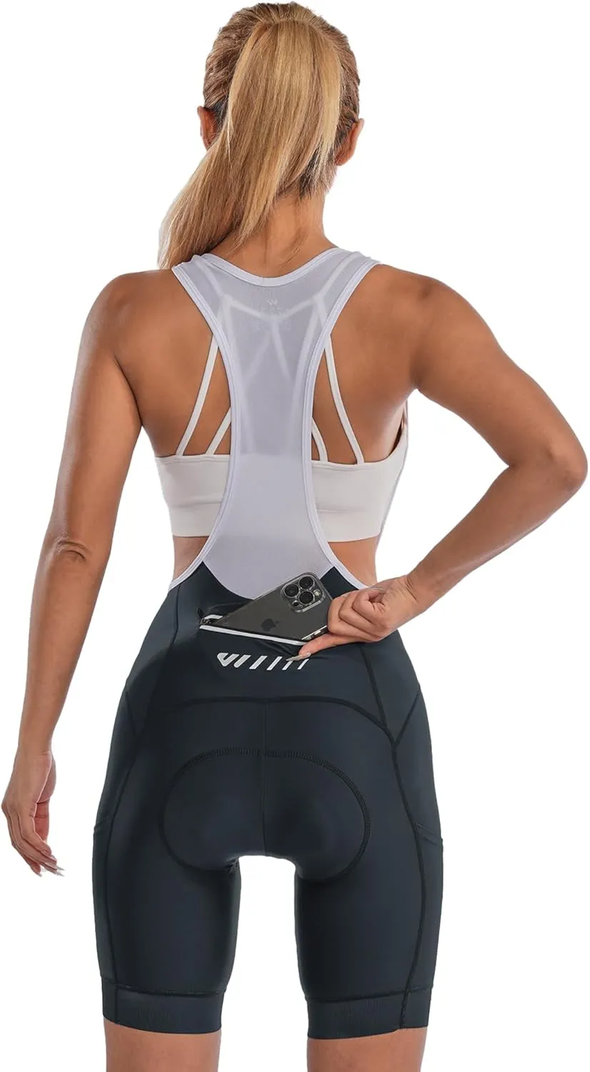 Cycling Bibs Women Padded Bike Shorts Womens Bicycle Shorts with Padding 4D Biking Pants with Mesh Pockets