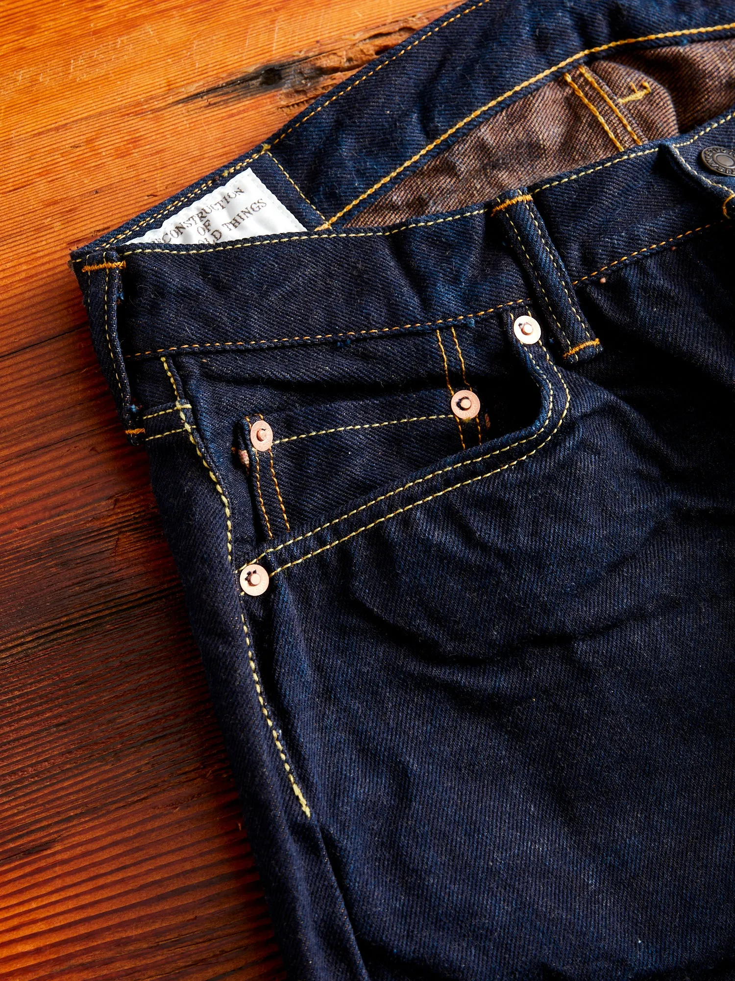 D1879S "Natural Indigo x Kakishibu" 15oz Aishibuzome Dyed Selvedge Jeans - Regular Straight Fit