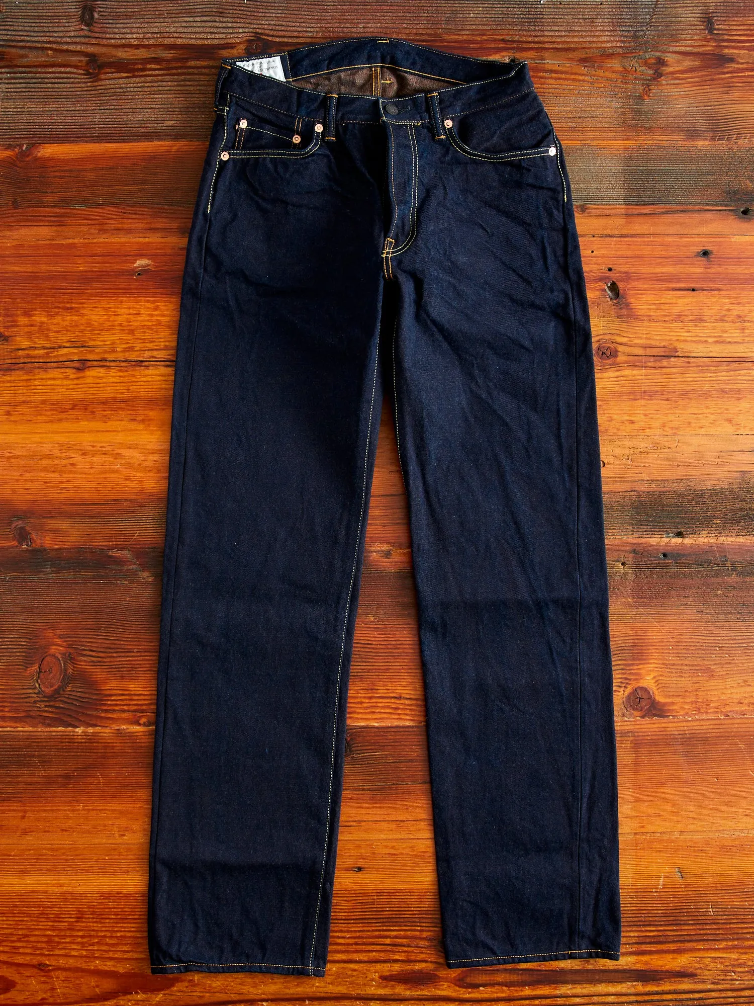 D1879S "Natural Indigo x Kakishibu" 15oz Aishibuzome Dyed Selvedge Jeans - Regular Straight Fit
