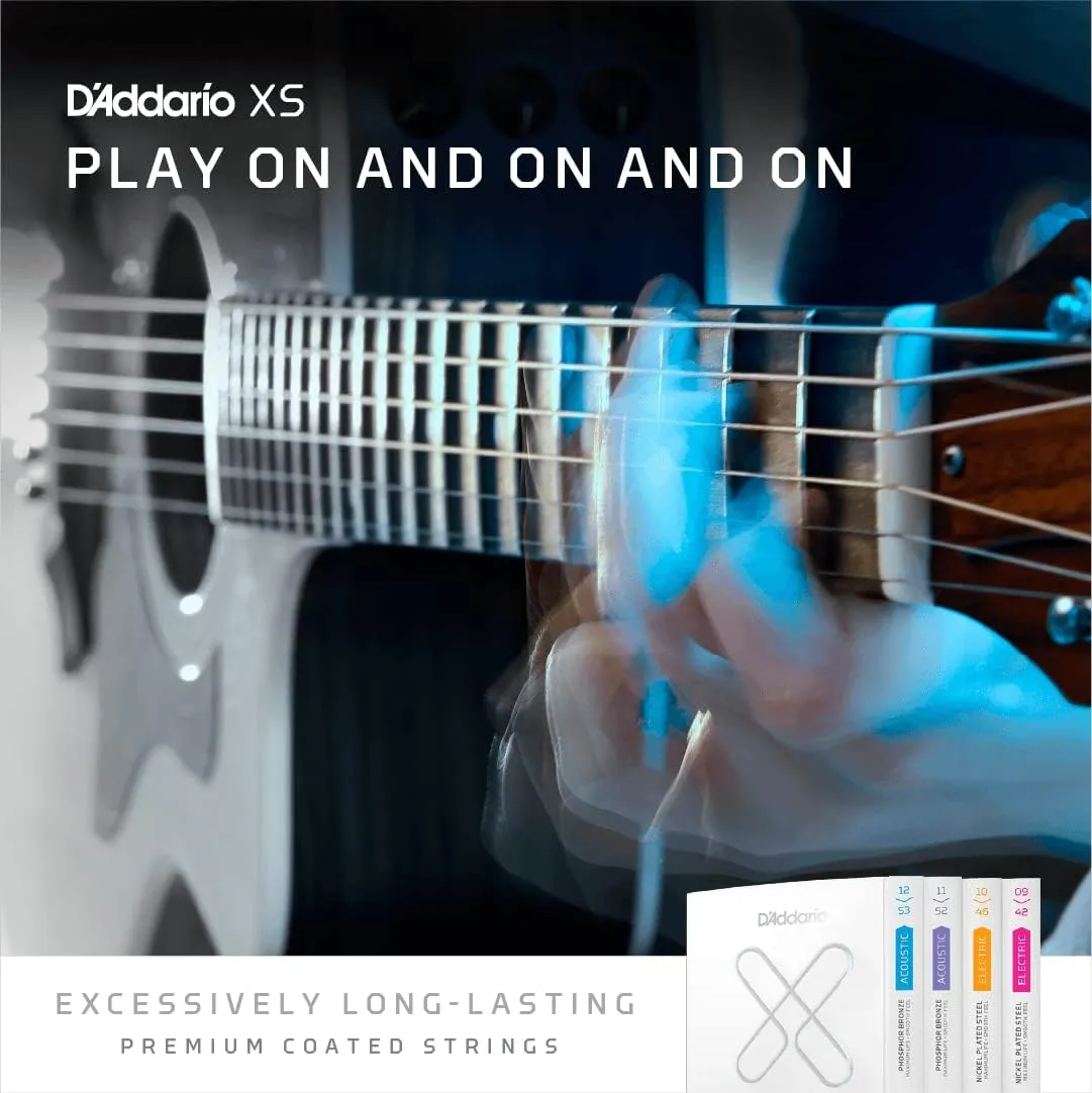 D'Addario Acoustic Guitar Strings, XS 80/20 Bronze Coated, XSABR1152-3P, Custom Light Gauge 11-52, 6-String Set, Pack of 3