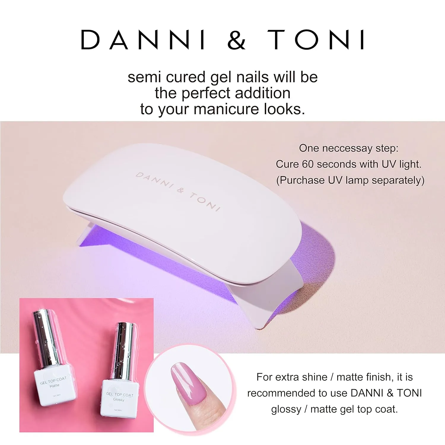 DANNI & TONI Semi Cured Gel Nail Strips Red (Scarlet Delight) Gel Nail Polish Stickers Glossy Nail Wraps 28 Stickers
