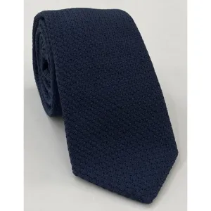 Dark Navy Grenadine Prometeo with  Silver Gray (Hand Sewn) Pin Dots Silk Tie GPMDT-23 (35)