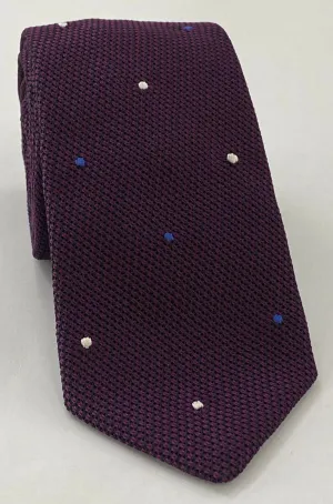 Dark Purple/Black Grenadine Fina Silk Tie (1,4) - Hand Sewn Pin Dots Silk Tie GFDT-35