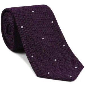 Dark Purple/Black Grenadine Grossa with White (Hand Sewn) Pin Dots Silk Tie #GGDT-35 (1)