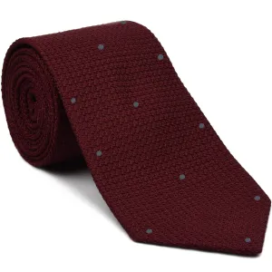 Dark Red  Grenadine Grossa with Charcoal Gray (Hand Sewn) Pin Dots Silk Tie #GGDT-2 (36)