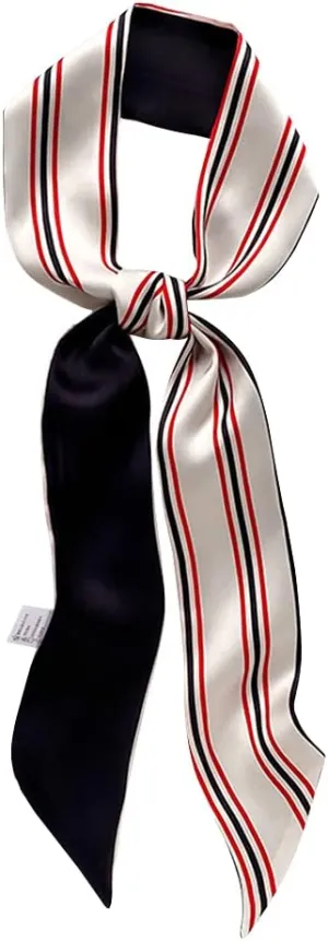 DEOIRC Narrow Handbag Handle Wrap Colorblock Stripe Ribbon Neckerchief Scarf for Women