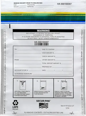 Deposit Bags - Pack of 100 - Bill Capacity, 2,000 - Premium, Level 4 Security Tamper Evident, White Security Bags - Self Sealing, Opaque 2.5 Mil Plastic - 12" x 16" - SECUR-PAK