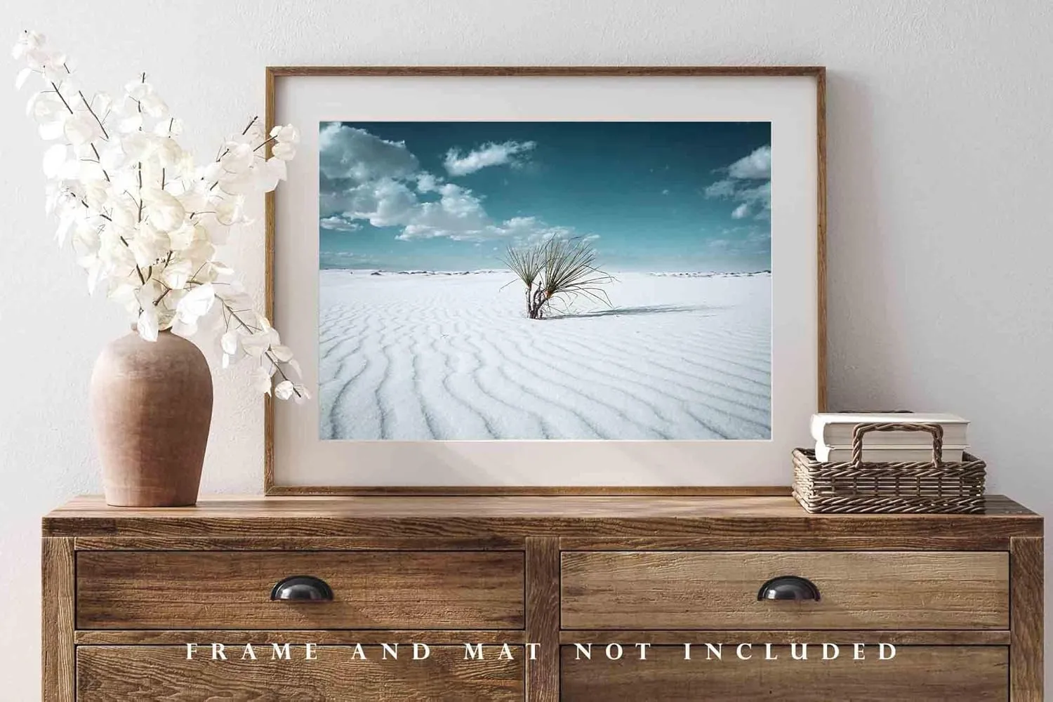 Desert Photography Print (Not Framed) Picture of Yucca Plant in Sand Dunes at White Sands National Park New Mexico Retro Cool Wall Art Southwestern Decor (20" x 30")