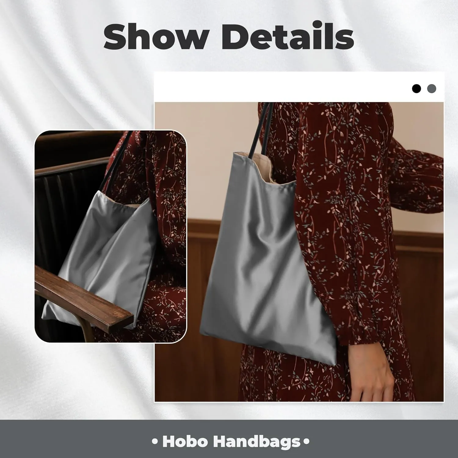 DGAZ Silk Designer Bags for Women, Luxury Tote Bag with Zipper, Large Shoulder Hobo Bags