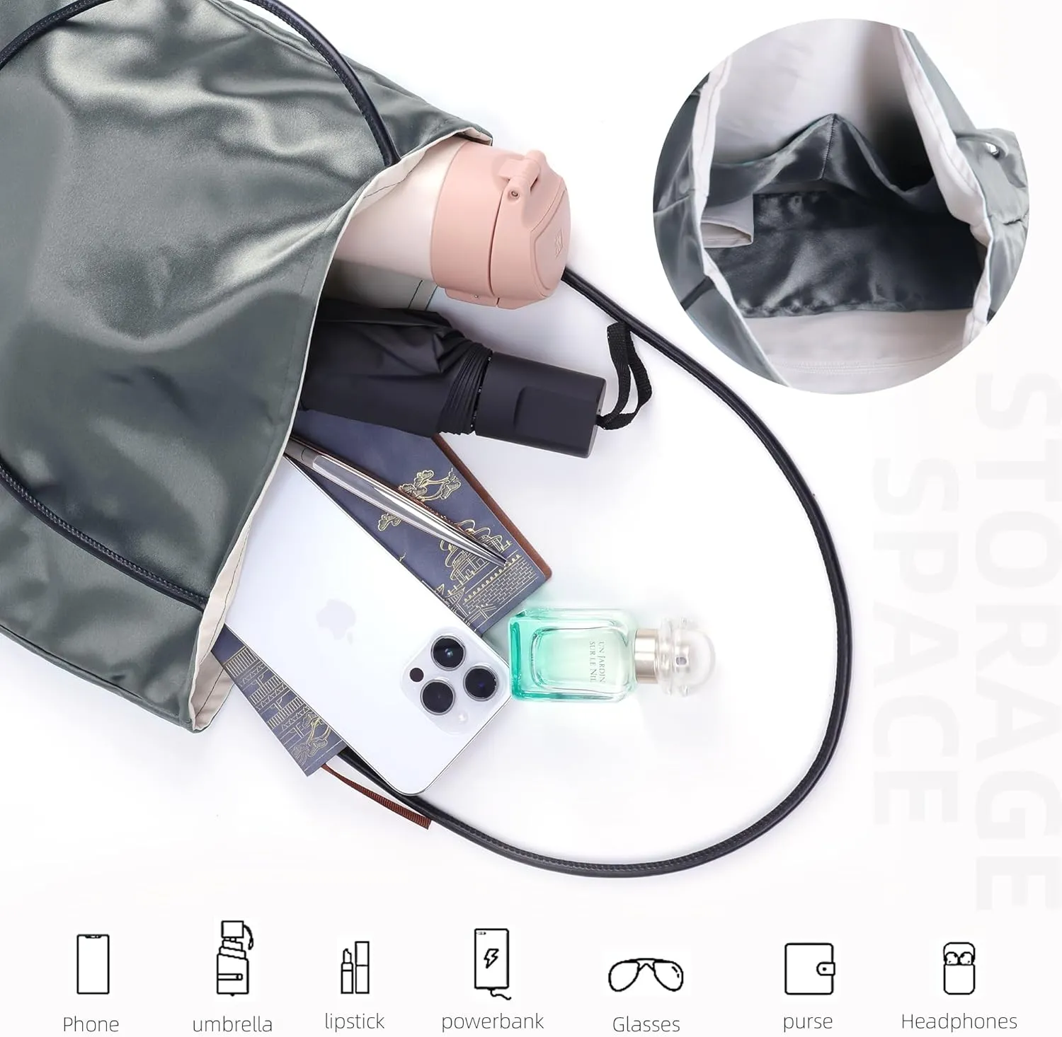 DGAZ Silk Designer Bags for Women, Luxury Tote Bag with Zipper, Large Shoulder Hobo Bags