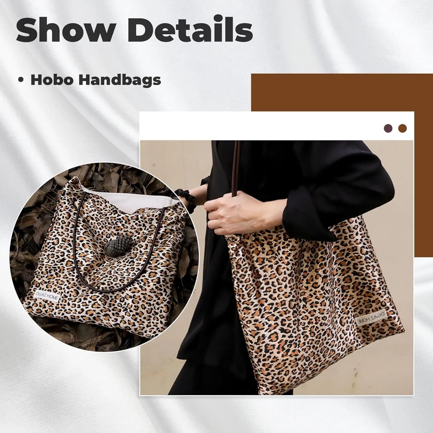 DGAZ Silk Designer Bags for Women, Luxury Tote Bag with Zipper, Large Shoulder Hobo Bags