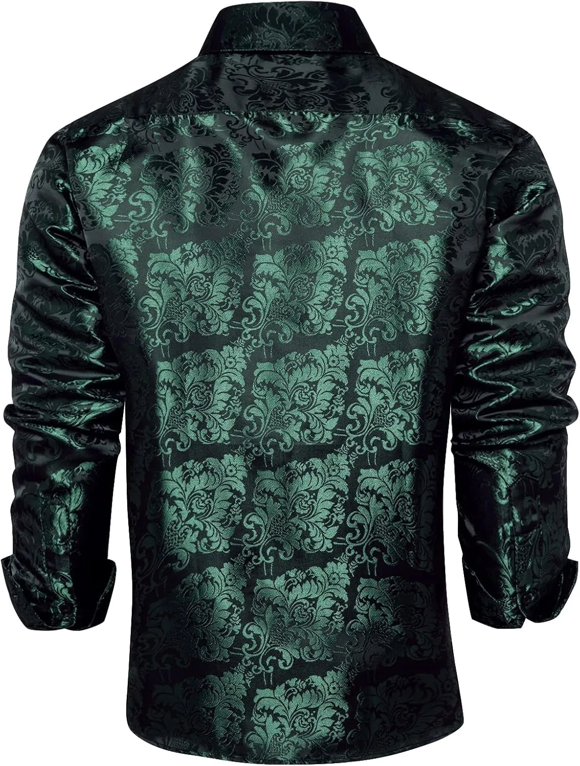 DiBanGu Mens Silk Paisley Dress Shirts,Long Sleeve Button Down Shirt Casual Regular Fit Shirt for Men Wedding Party