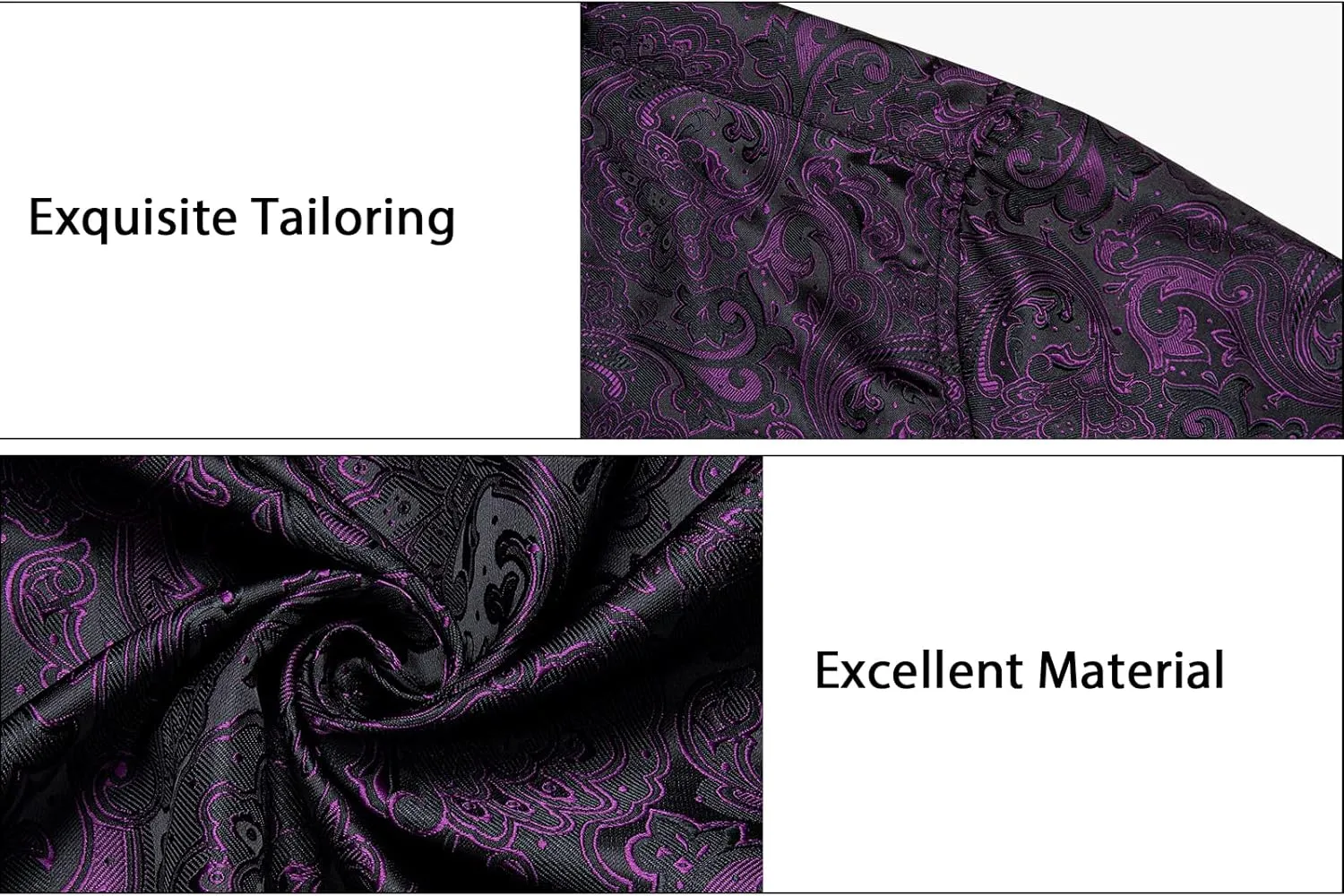 DiBanGu Mens Silk Paisley Dress Shirts,Long Sleeve Button Down Shirt Casual Regular Fit Shirt for Men Wedding Party