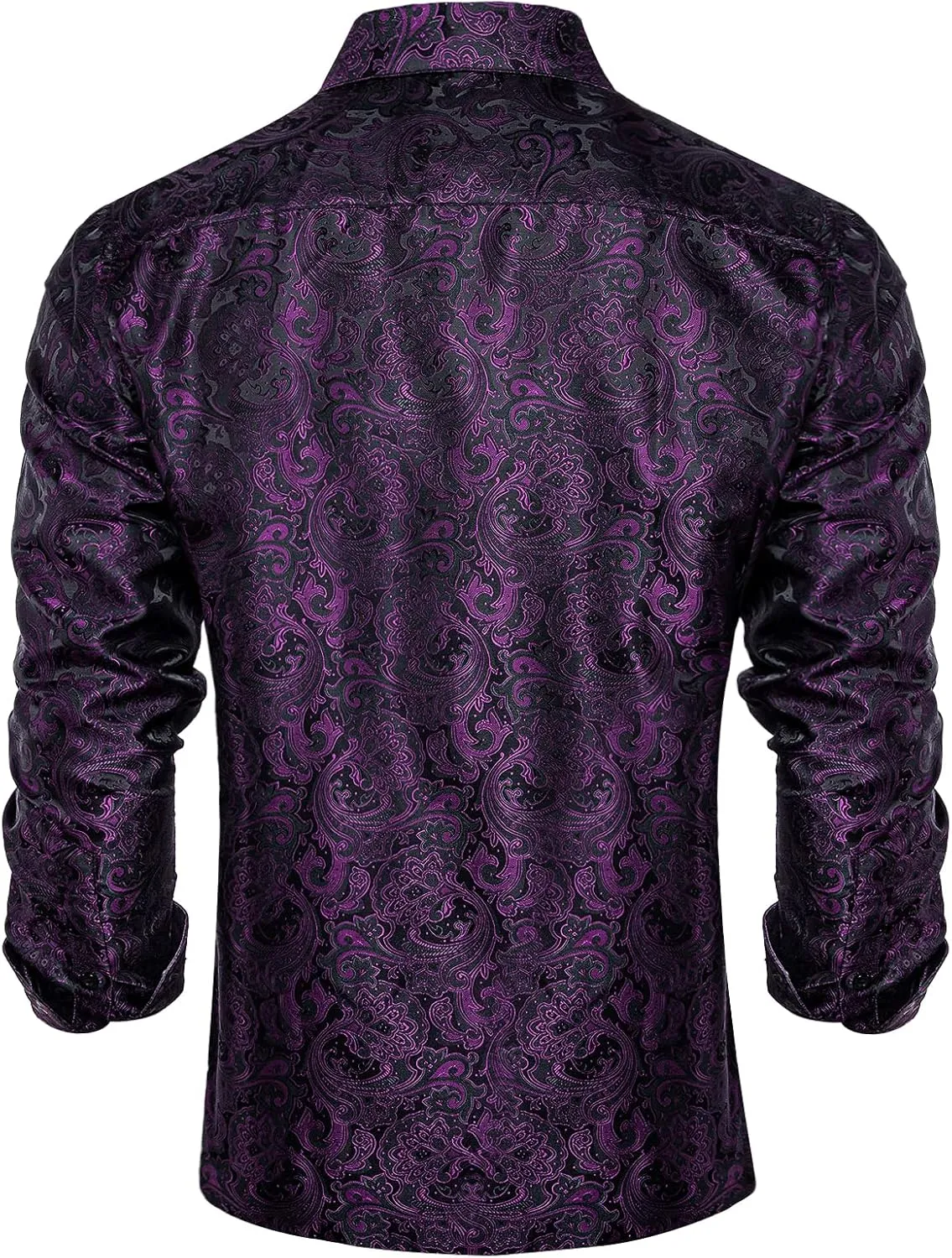 DiBanGu Mens Silk Paisley Dress Shirts,Long Sleeve Button Down Shirt Casual Regular Fit Shirt for Men Wedding Party