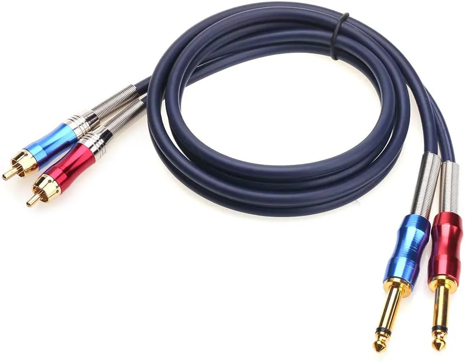 Disino Dual 1/4 inch TS to Dual RCA Stereo Audio Interconnect Cable Patch Cable Cords -3.3 ft
