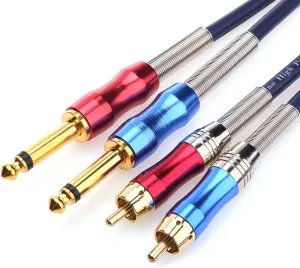 Disino Dual 1/4 inch TS to Dual RCA Stereo Audio Interconnect Cable Patch Cable Cords -6.6 ft