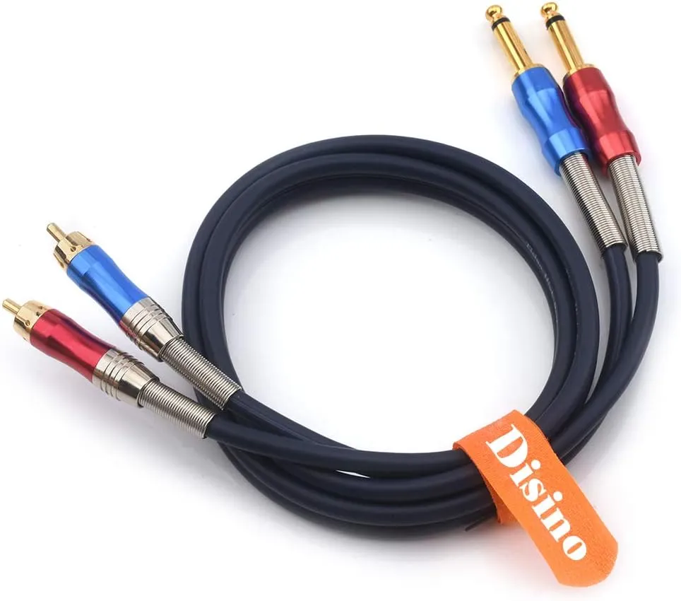 Disino Dual 1/4 inch TS to Dual RCA Stereo Audio Interconnect Cable Patch Cable Cords -6.6 ft