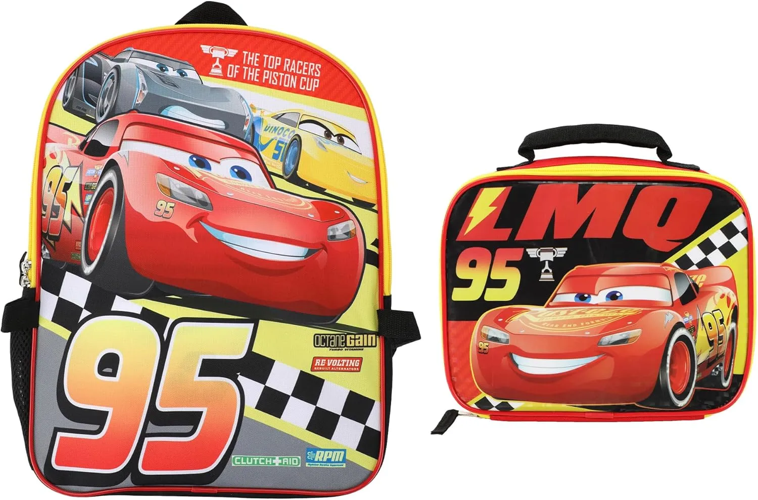 Disney Cars Lightning McQueen 16" #95 2-Piece Backpack & Lunchbox Set
