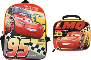 Disney Cars Lightning McQueen 16" #95 2-Piece Backpack & Lunchbox Set