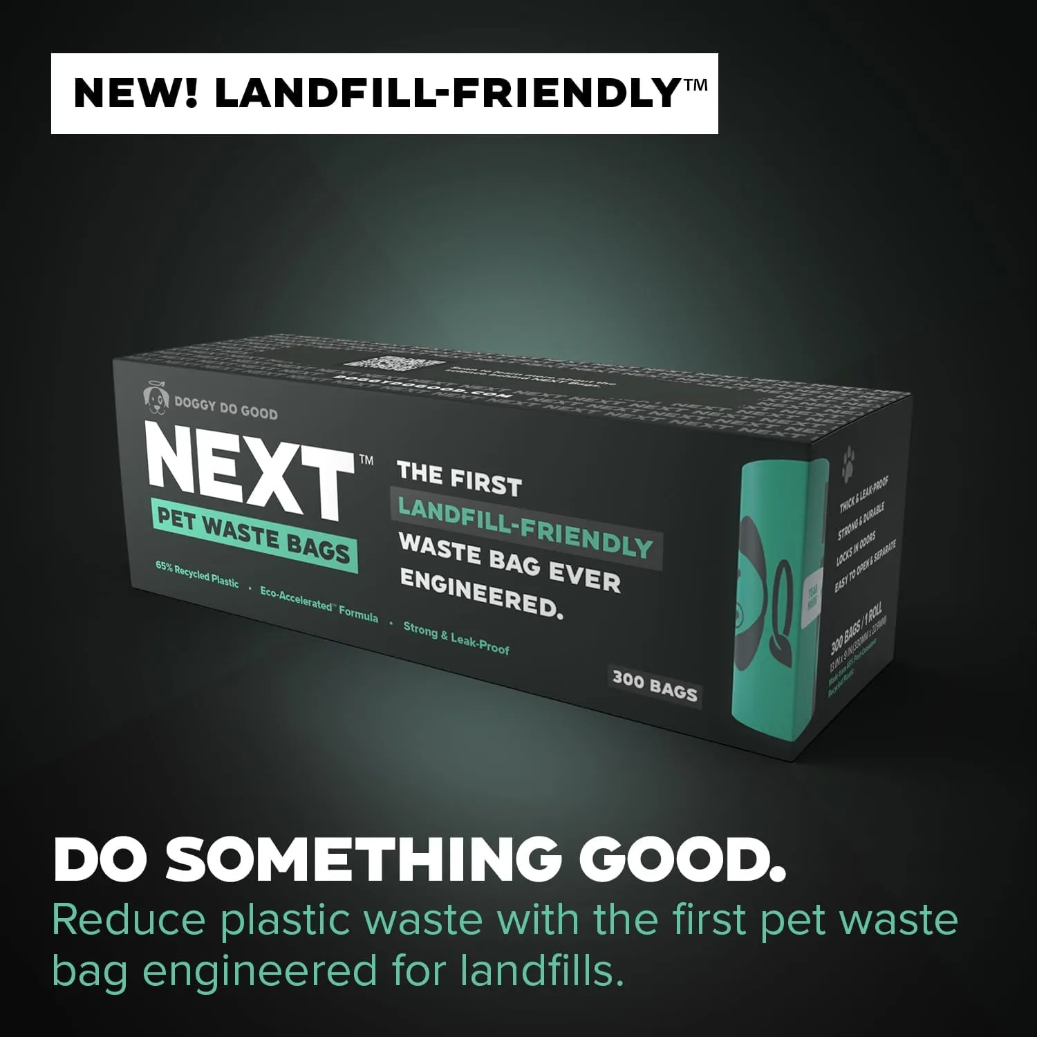 Doggy Do Good Next Pet Waste Bags, Landfill Friendly Recycled Plastic Unscented Dog Poop Bags, Leakproof, Strong, Thick Poop Bags for Dogs, Earth Friendly Poop Bags, 120 Count (300 Bags)