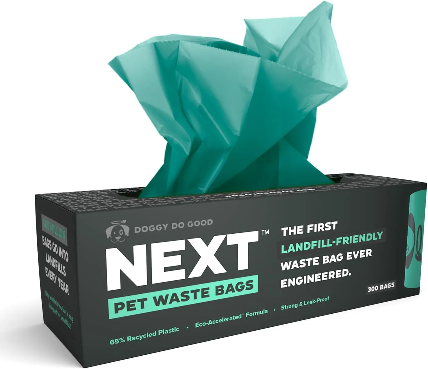 Doggy Do Good Next Pet Waste Bags, Landfill Friendly Recycled Plastic Unscented Dog Poop Bags, Leakproof, Strong, Thick Poop Bags for Dogs, Earth Friendly Poop Bags, 120 Count (300 Bags)