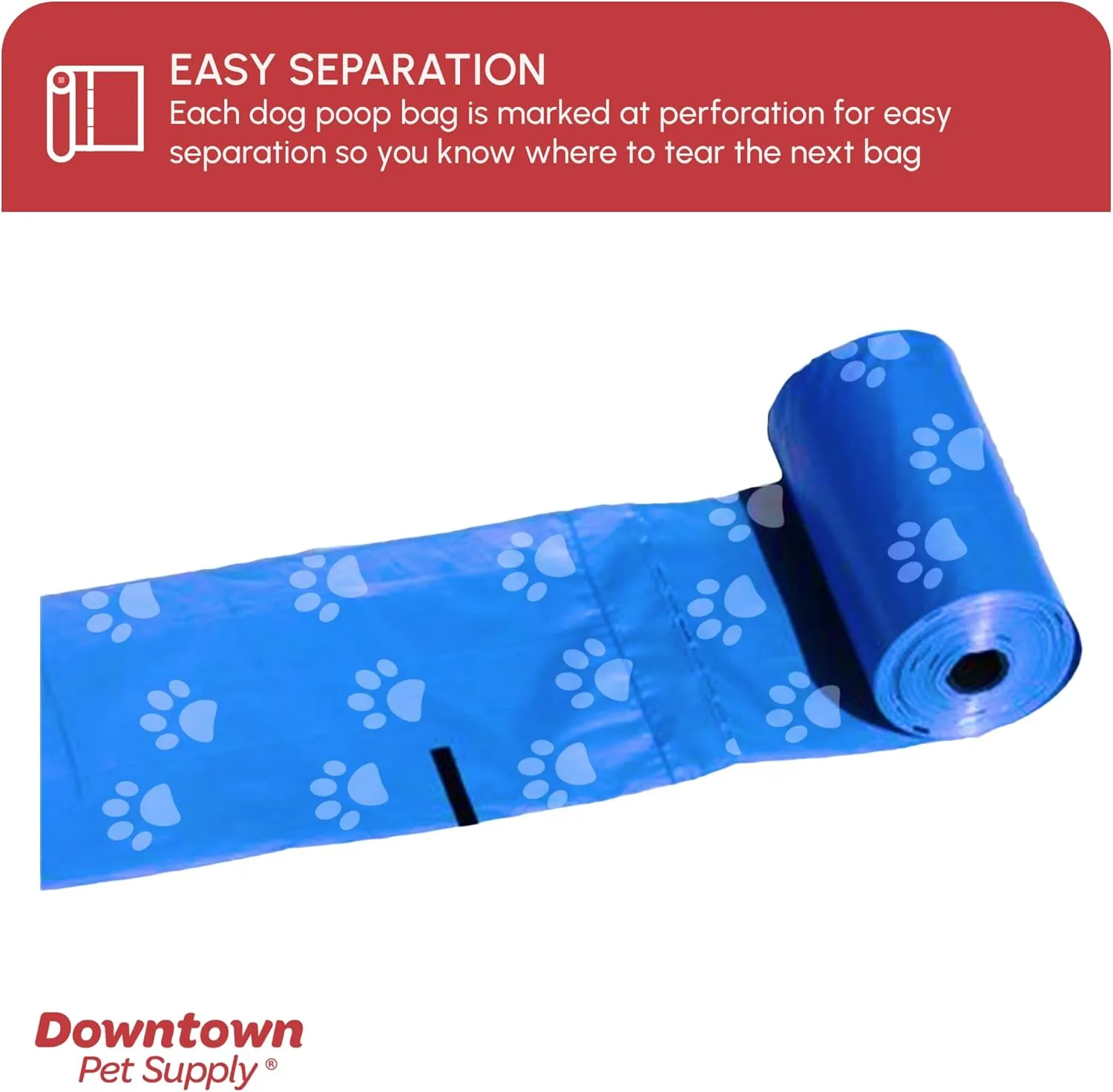 Downtown Pet Supply Poop Bags for Dogs with Dispenser, 1000 Count - Leak-Proof Dog Waste Bags and Bone-Shaped Dog Poop Bags Holder for Leash - Rainbow with Paw Prints, 12.5" x 8.5"