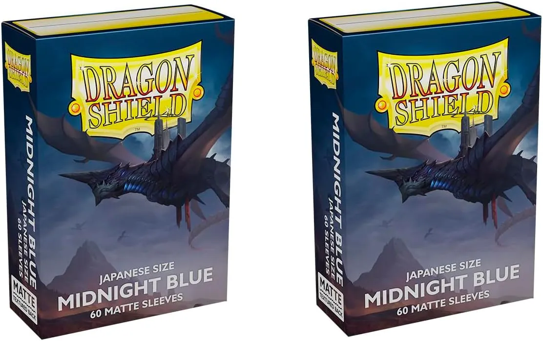 Dragon Shield Bundle: 2 Packs of 60 Count Japanese Size Mini Matte Card Sleeves - Matte Midnight Blue, ATM11157B