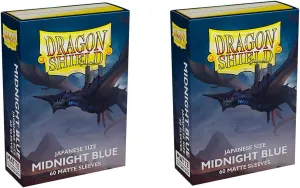 Dragon Shield Bundle: 2 Packs of 60 Count Japanese Size Mini Matte Card Sleeves - Matte Midnight Blue, ATM11157B