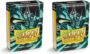 Dragon Shield Bundle: 2 Packs of 60 Count Japanese Size Mini Matte Card Sleeves - Matte Mint