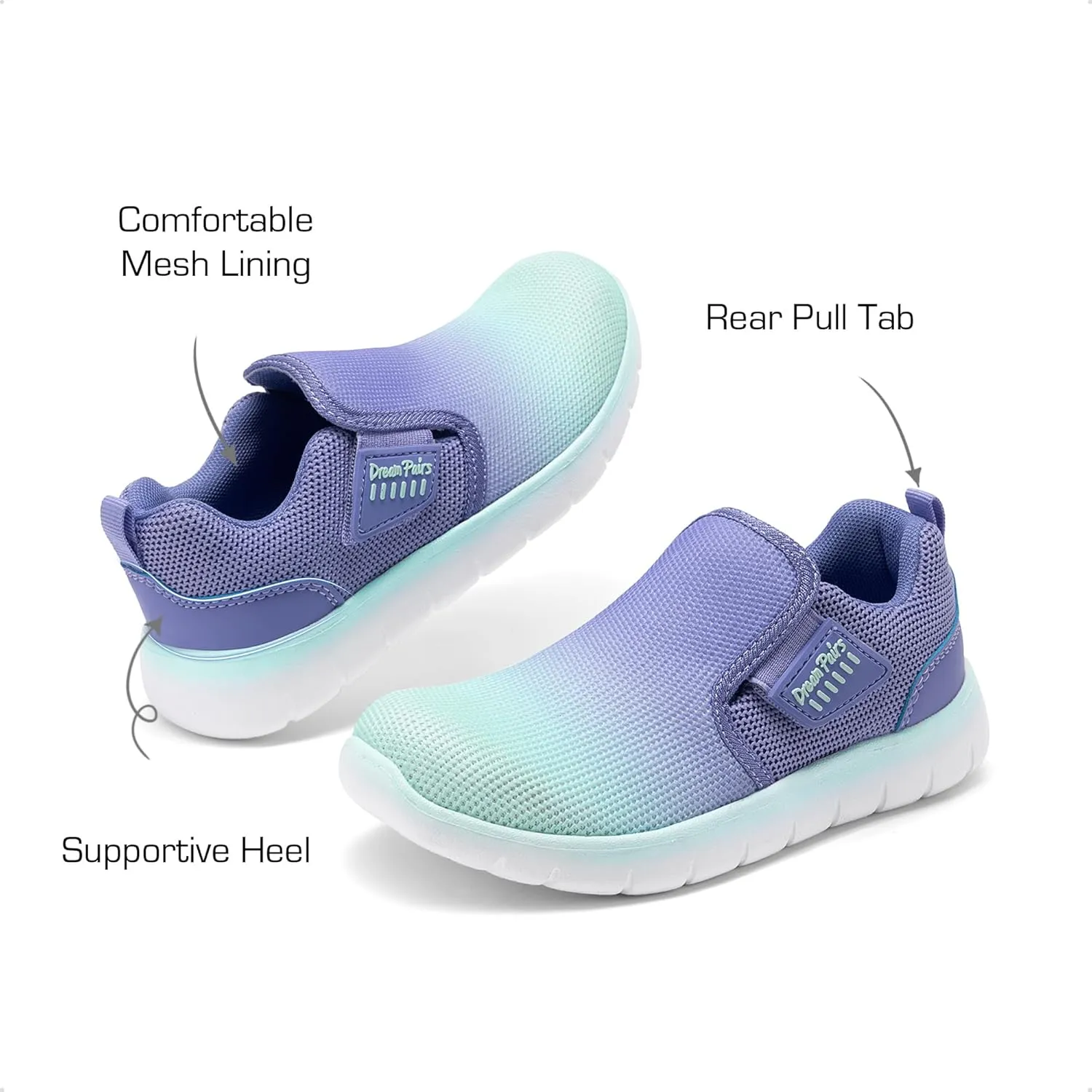 DREAM PAIRS Boys Girls Shoes Kids Slip on Tennis EZ-Ons MightyMovers Running Athletic Barefoot Zero Drop Sports Sneakers