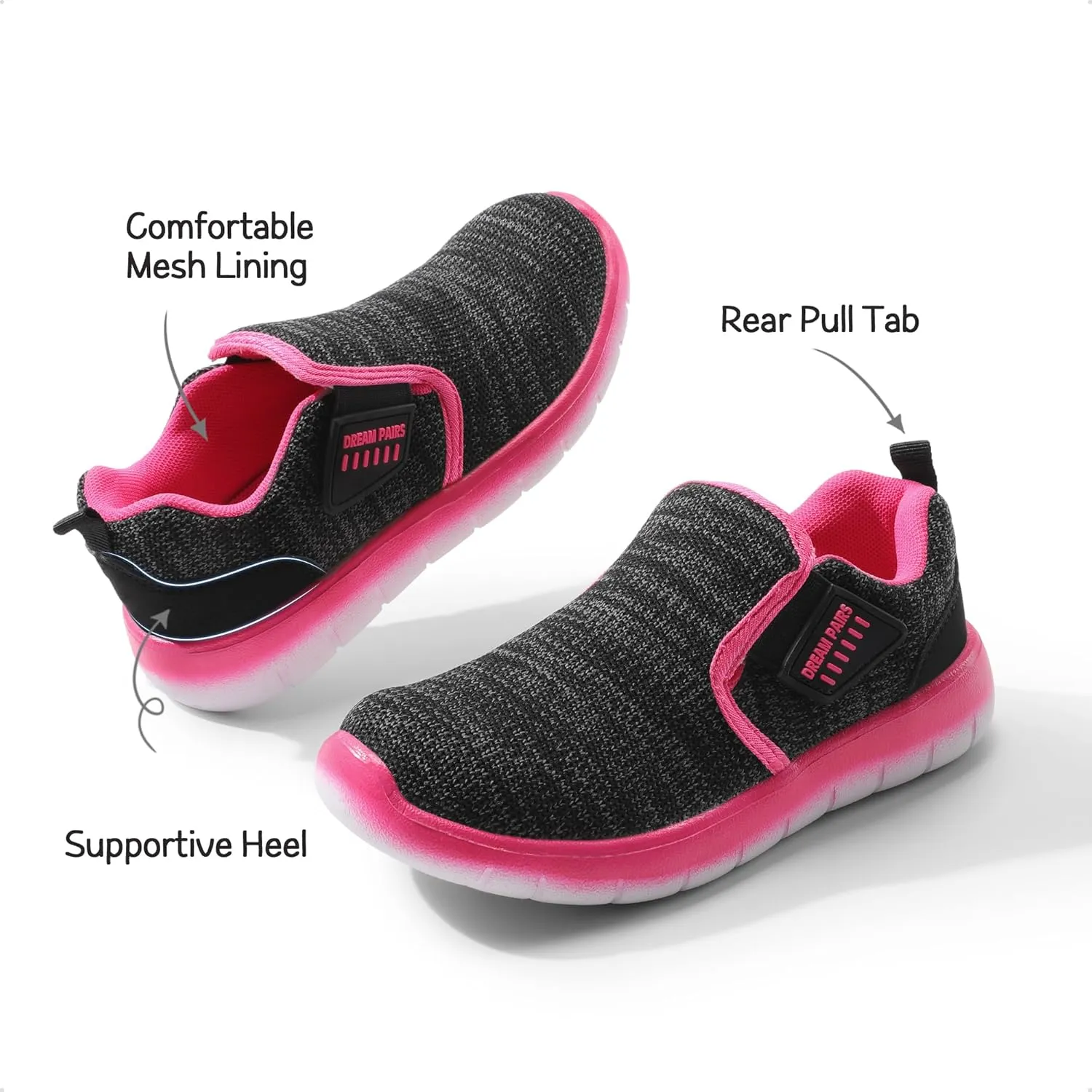DREAM PAIRS Boys Girls Shoes Kids Slip on Tennis EZ-Ons MightyMovers Running Athletic Barefoot Zero Drop Sports Sneakers