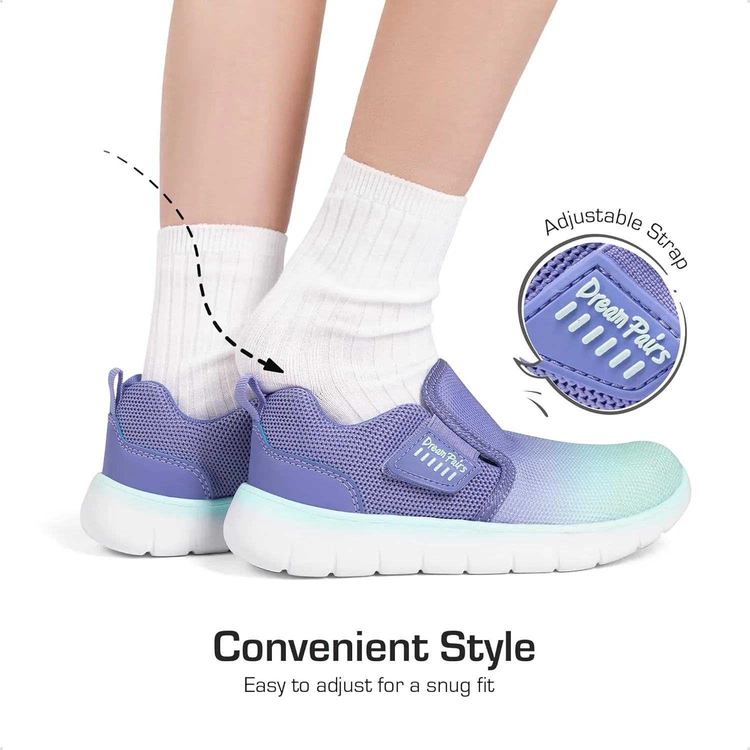 DREAM PAIRS Boys Girls Shoes Kids Slip on Tennis EZ-Ons MightyMovers Running Athletic Barefoot Zero Drop Sports Sneakers