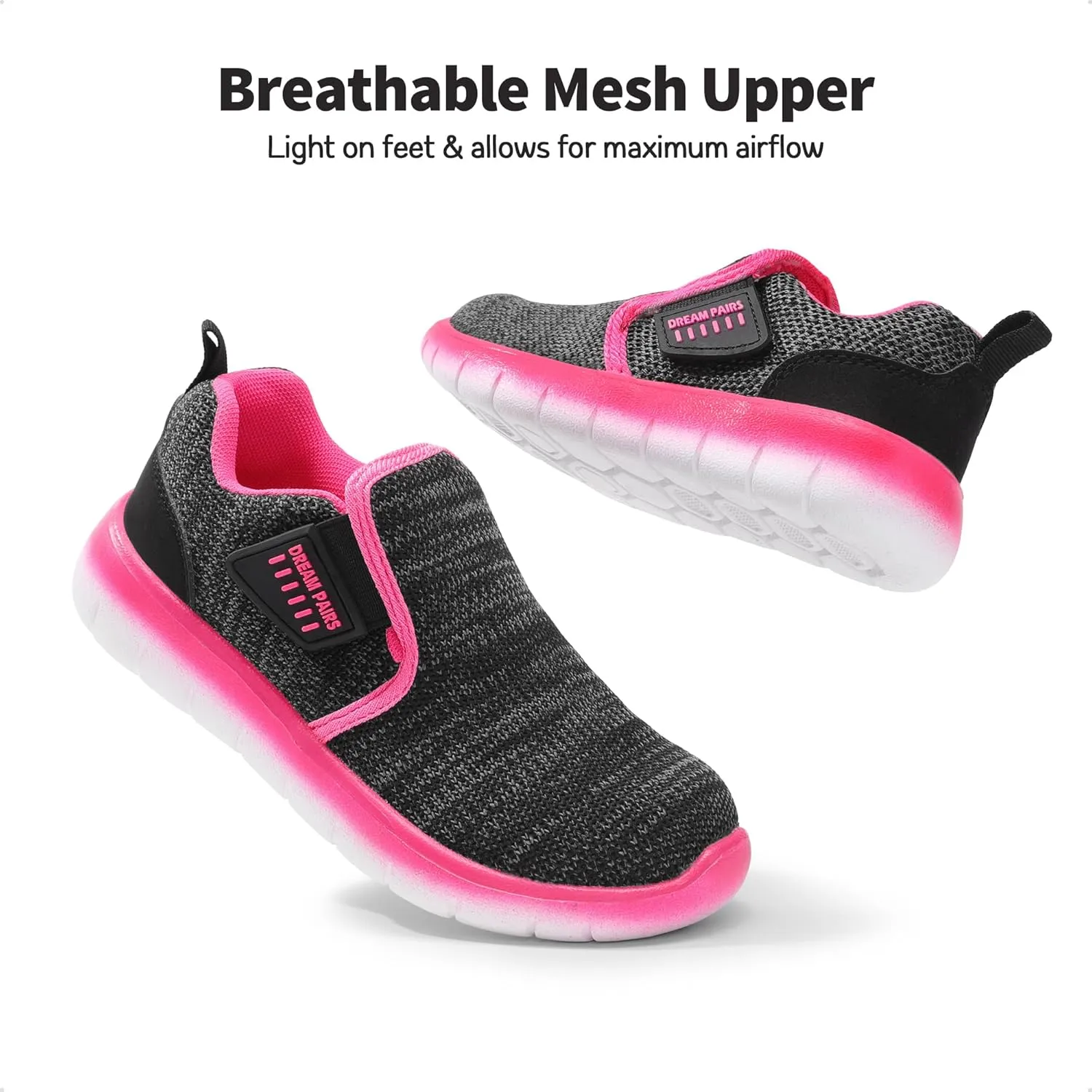 DREAM PAIRS Boys Girls Shoes Kids Slip on Tennis EZ-Ons MightyMovers Running Athletic Barefoot Zero Drop Sports Sneakers