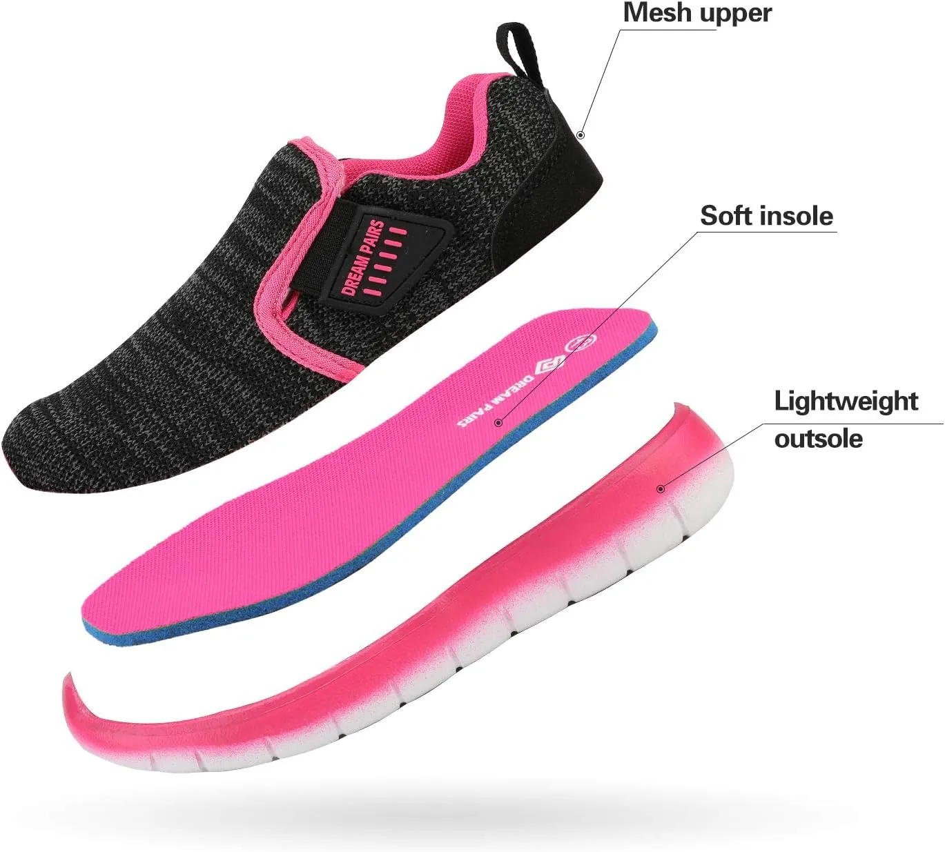 DREAM PAIRS Boys Girls Shoes Kids Slip on Tennis EZ-Ons MightyMovers Running Athletic Barefoot Zero Drop Sports Sneakers