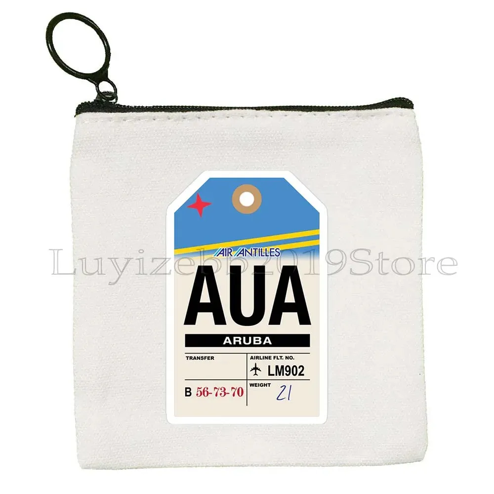 Dubai United Arab Emirates UAE Map Flag Asia Skyline Skyscraper Burj Khalifa Canvas Coin Purse Key Case Bag Wallet Zipper Pouch