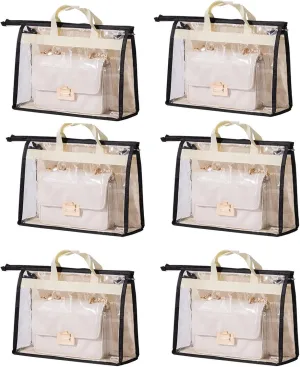 Dust Bags for Handbags - Purse Storage Organizer for Closet Moistureproof and Dustproof Cover Hanging with Zipper and Handle (Black-2XL)