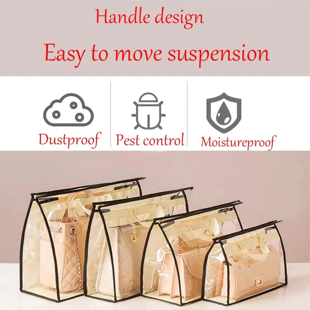 Dust Bags for Handbags - Purse Storage Organizer for Closet Moistureproof and Dustproof Cover Hanging with Zipper and Handle (Black-2XL)