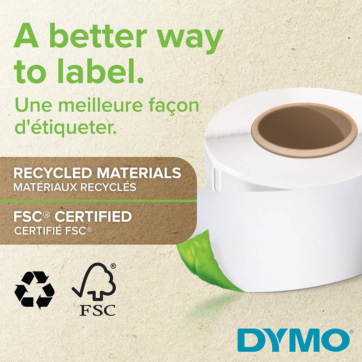 DYMO LW Durable Industrial Labels for LabelWriter Label Printers, White Poly, 2-1/4” x 1-1/4”, 1 Roll of 800