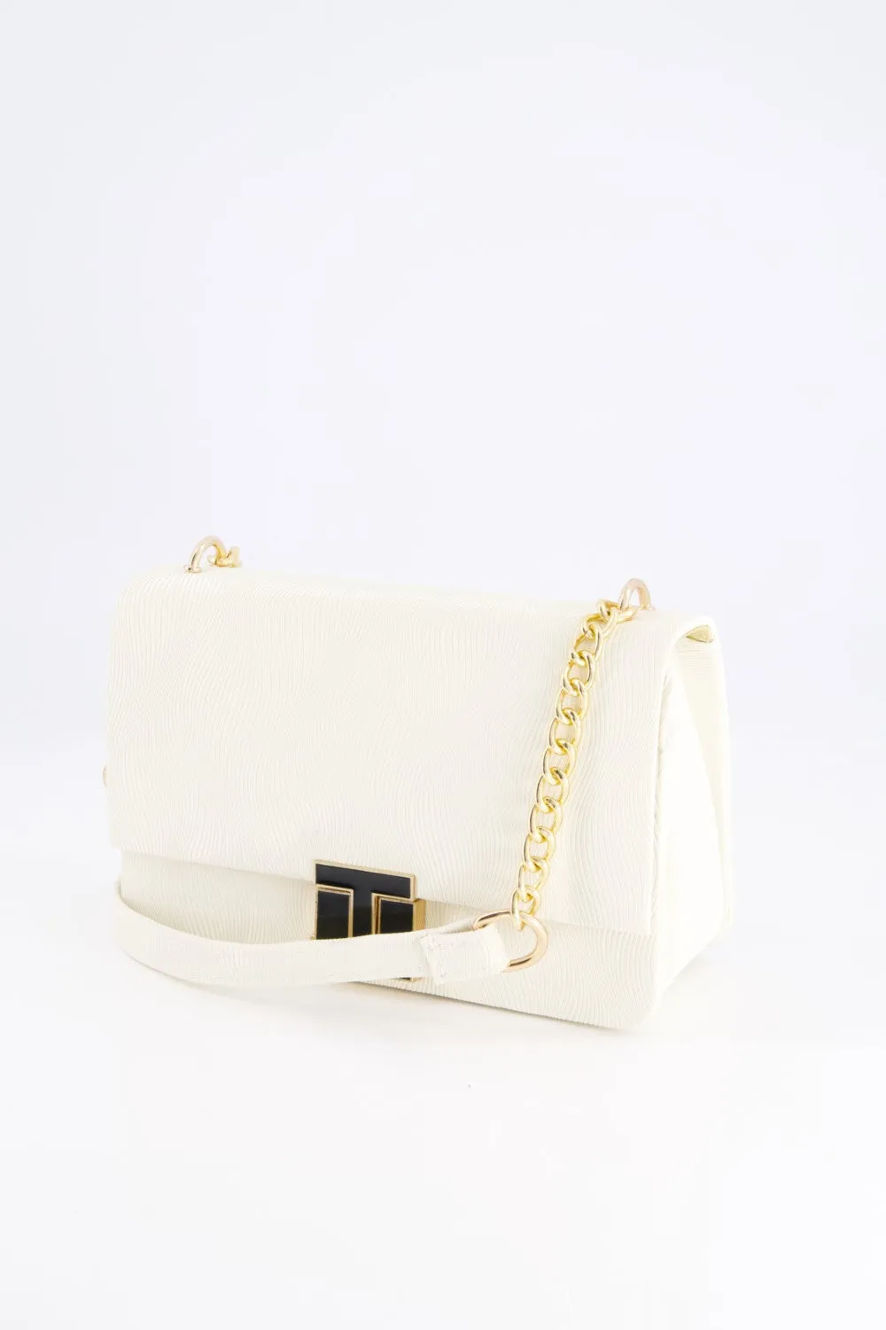 Elegant Ivory Embossed Shoulder Bag