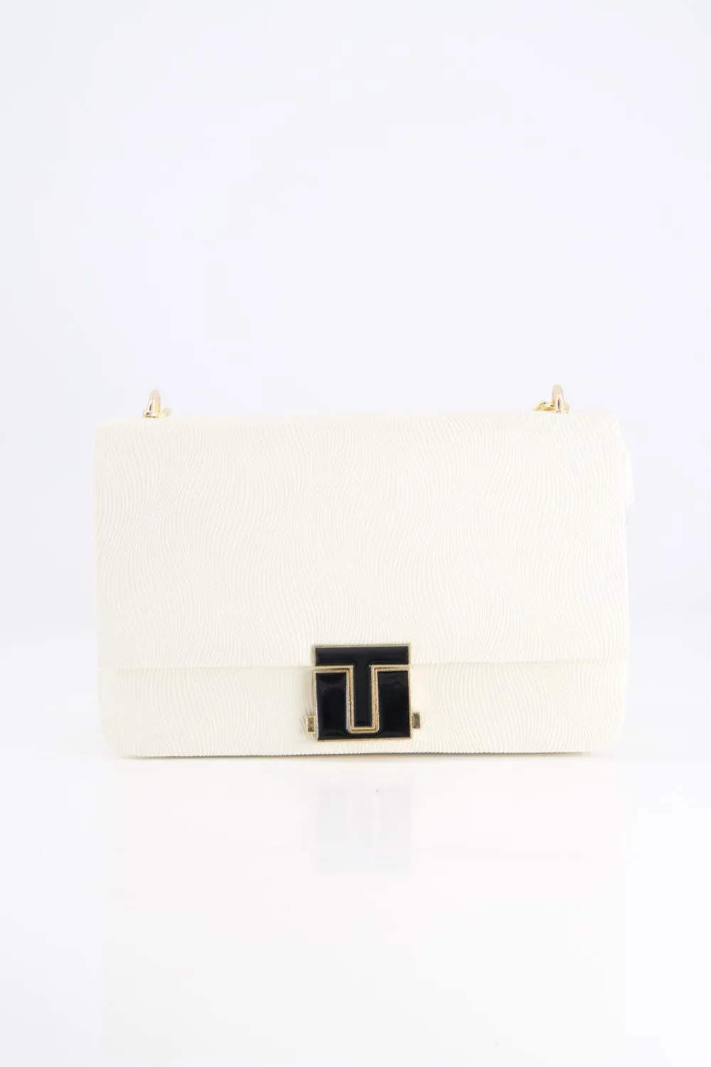 Elegant Ivory Embossed Shoulder Bag