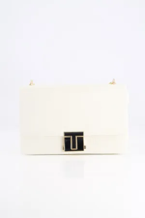 Elegant Ivory Embossed Shoulder Bag