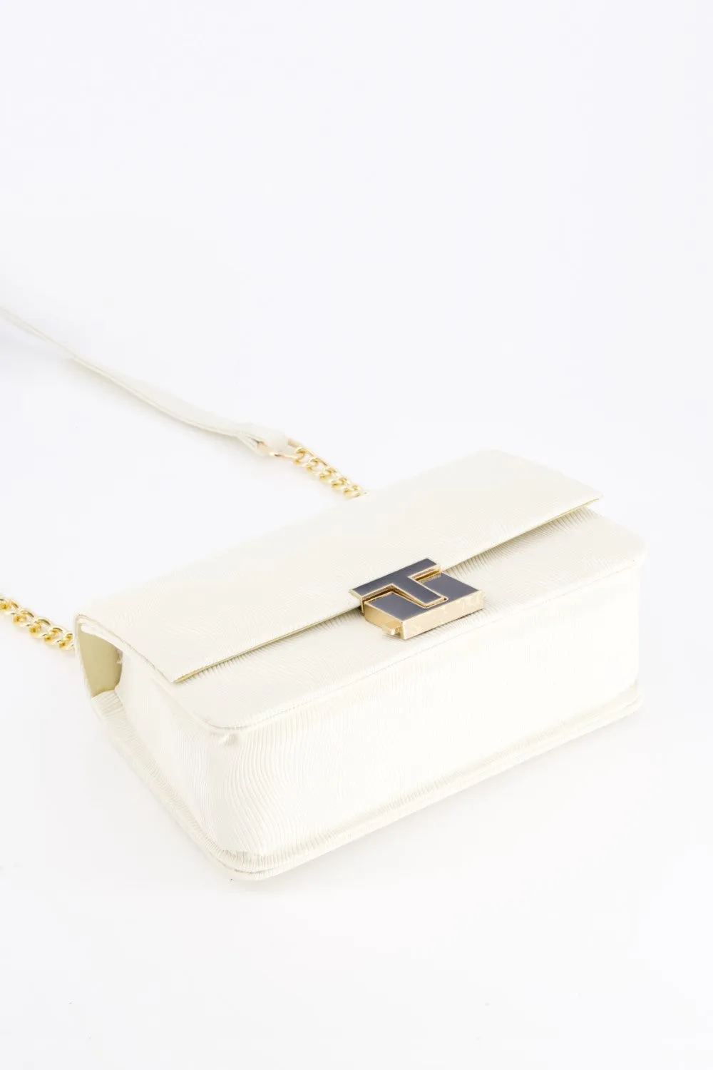 Elegant Ivory Embossed Shoulder Bag