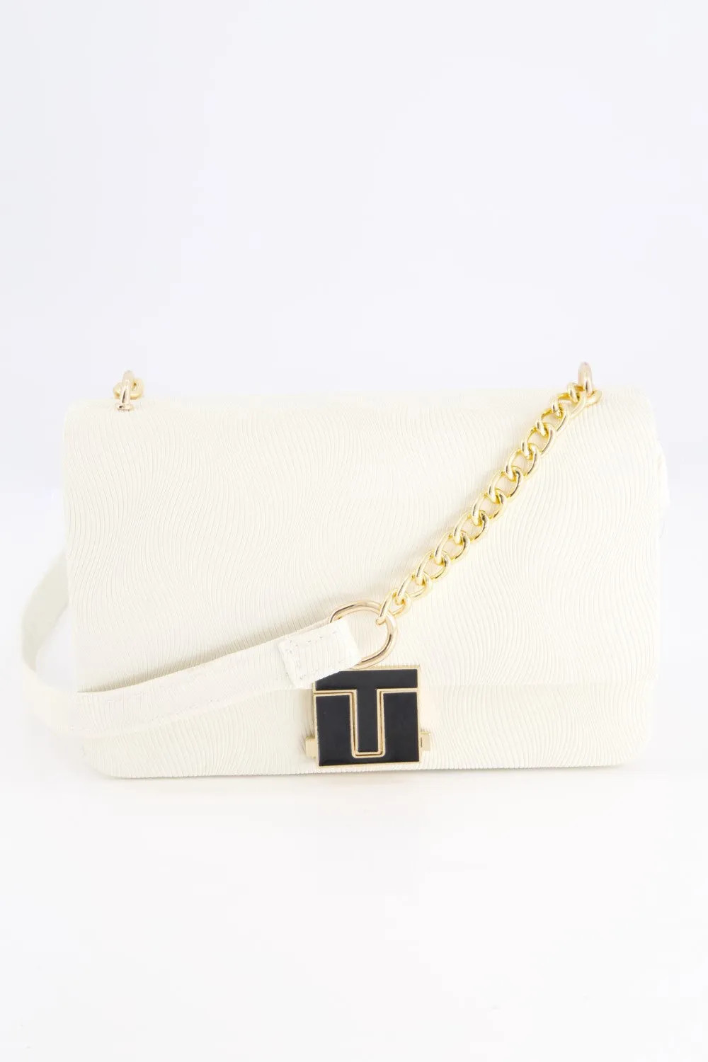 Elegant Ivory Embossed Shoulder Bag