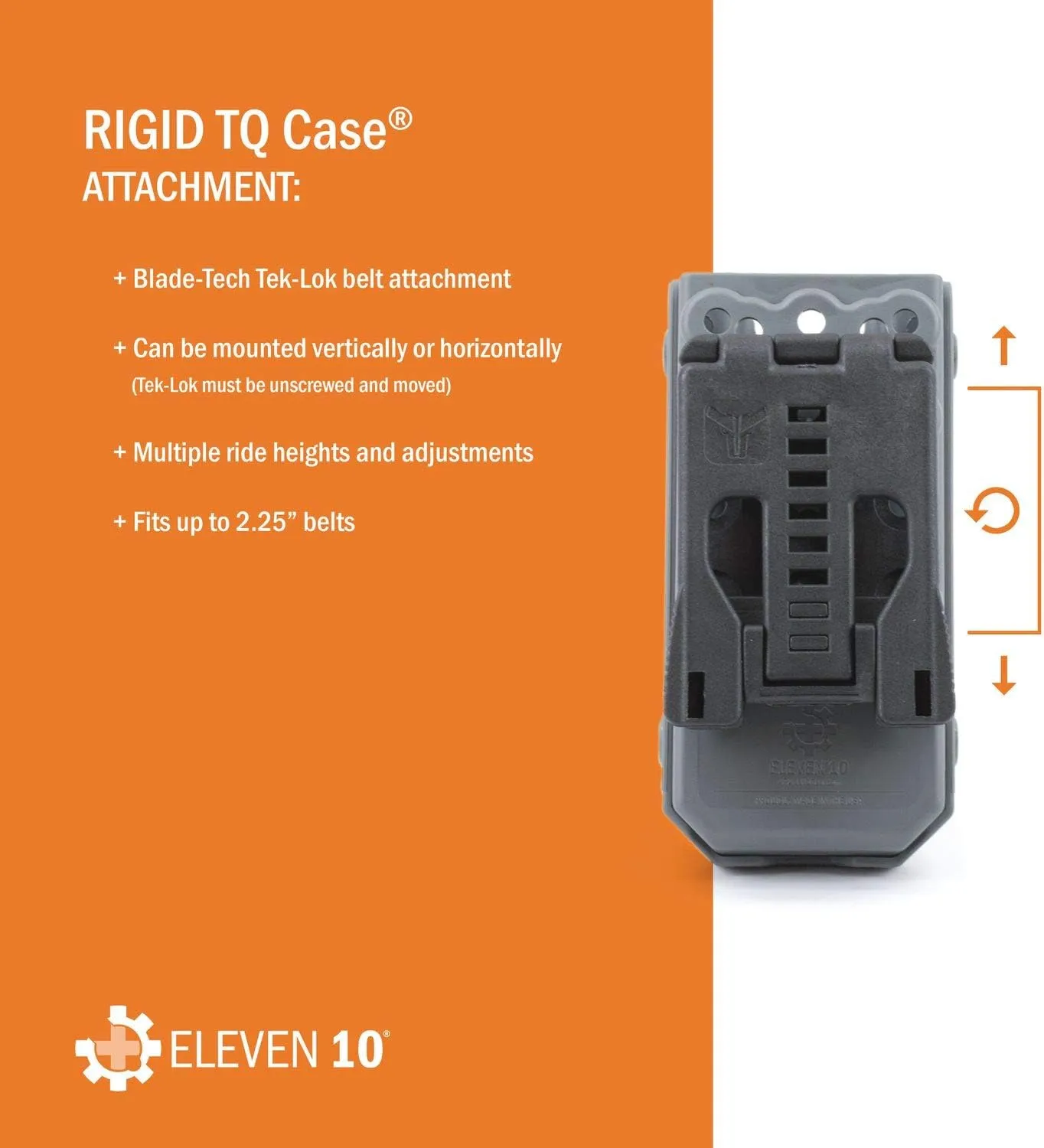 Eleven 10 Rigid TQ Case for C-A-T Tourniquet, Rescue Orange, Belt Attachment