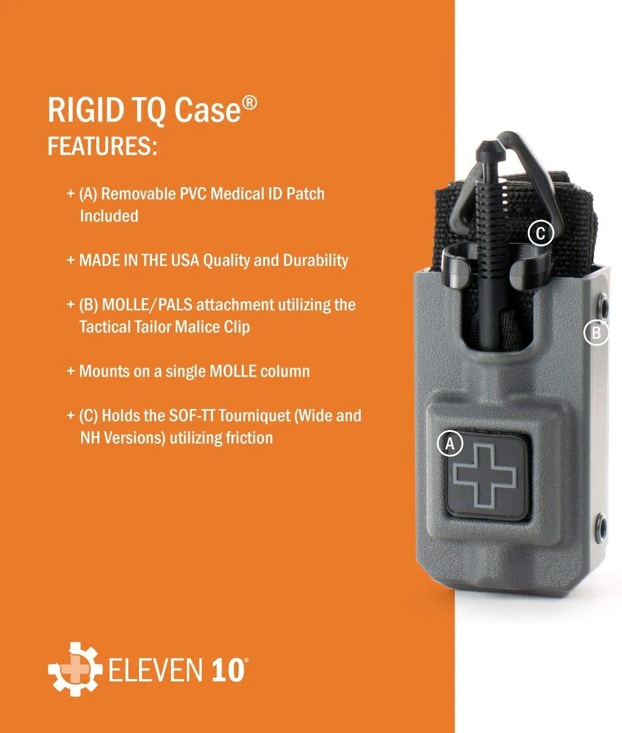 Eleven 10 RIGID TQ Case for SOF-TT Tourniquet, Coyote, MOLLE Attachment