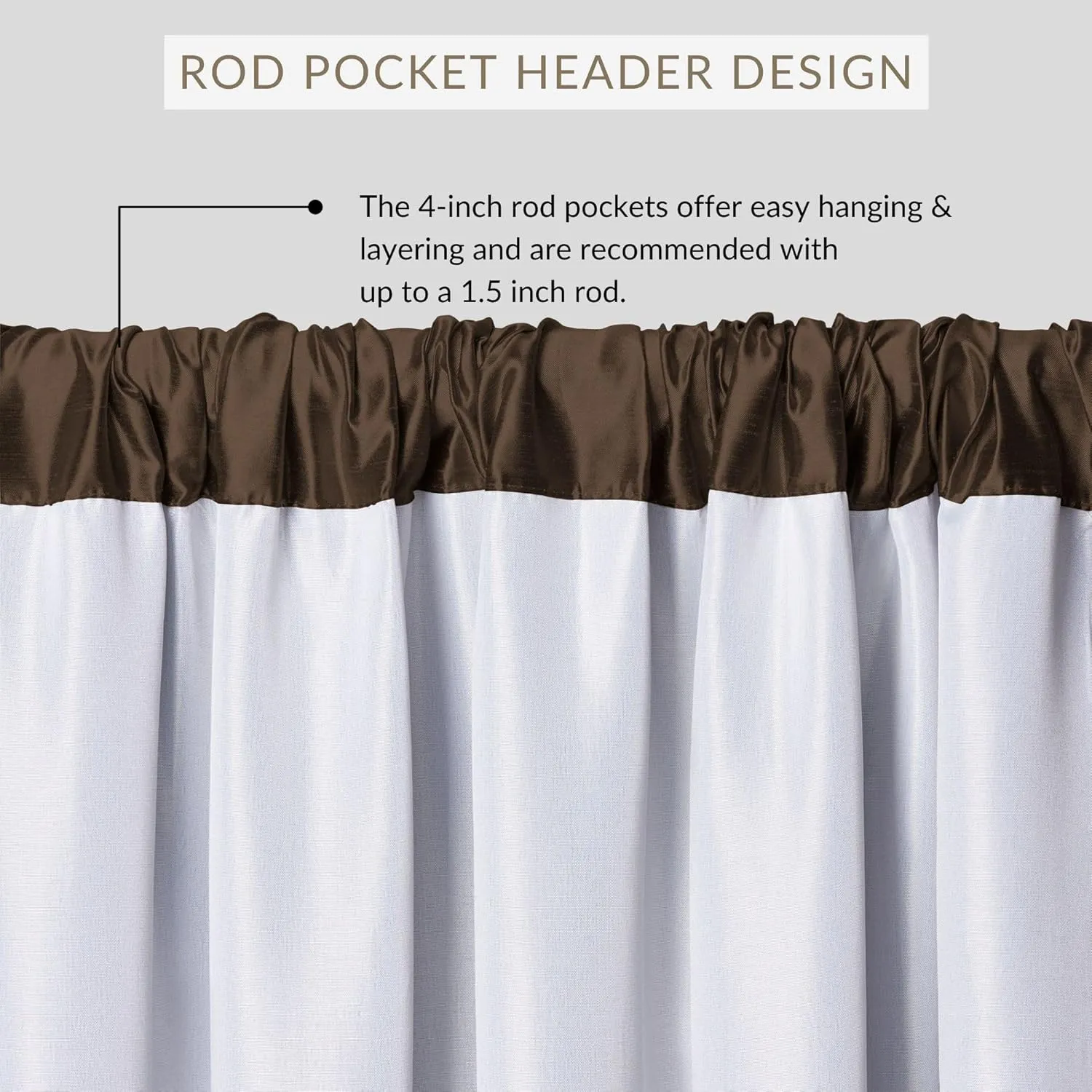 Elrene Home Fashions Versailles Faux-Silk Room-Darkening Curtain Panel, Blackout Curtain with Rod Pocket, 52 Inches by 95 Inches, Chocolate Brown, 1 Panel