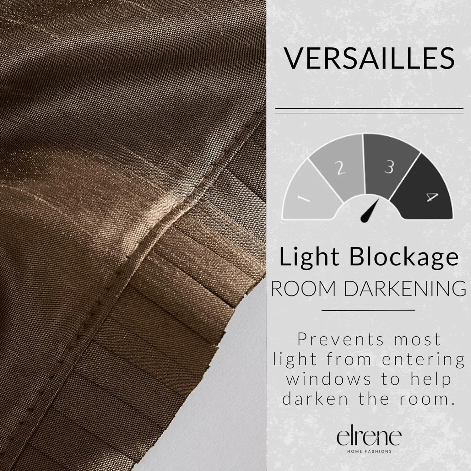 Elrene Home Fashions Versailles Faux-Silk Room-Darkening Curtain Panel, Blackout Curtain with Rod Pocket, 52 Inches by 95 Inches, Chocolate Brown, 1 Panel